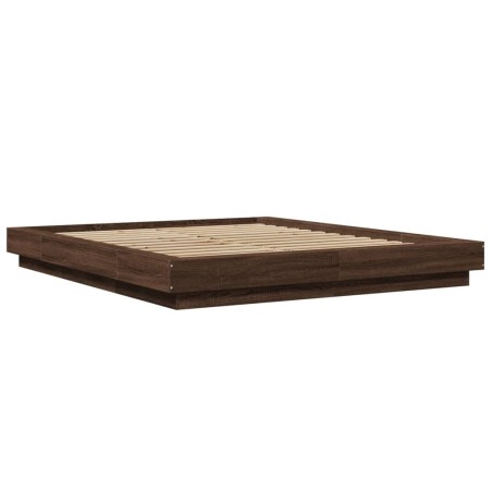 vidaXL Estructura de cama madera de ingeniería marrón roble 160x200 cm