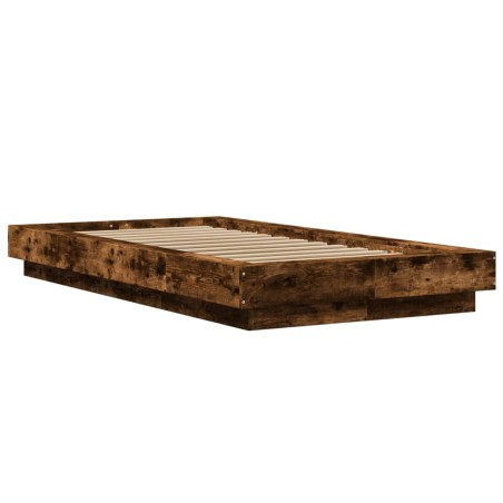 vidaXL Estructura de cama madera de ingeniería roble humo 100x200 cm