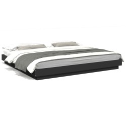 vidaXL Estructura de cama madera de ingeniería negra 180x200 cm