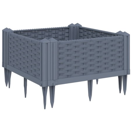 vidaXL Jardinera con clavijas PP gris 42,5x42,5x28,5 cm