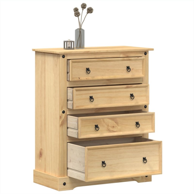 vidaXL Cómoda cajonera Corona madera maciza de pino 92x48x120 cm vidaXL Cómoda cajonera Corona madera maciza de pino 92x48x120 cm