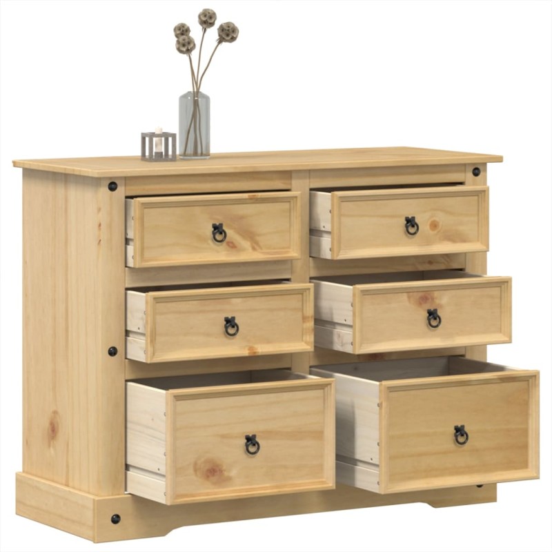 vidaXL Cómoda cajonera Corona madera maciza de pino 120x48x91 cm vidaXL Cómoda cajonera Corona madera maciza de pino 120x48x91 cm