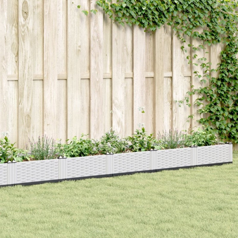 vidaXL Jardinera con clavijas PP blanco 362,5x42,5x28,5 cm vidaXL Jardinera con clavijas PP blanco 362,5x42,5x28,5 cm