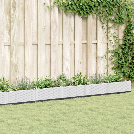 vidaXL Jardinera con clavijas PP blanco 362,5x42,5x28,5 cm