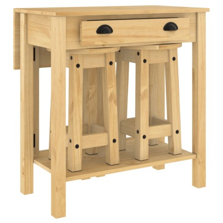 vidaXL Set de mesa alta y taburetes de bar 3 pzas madera maciza pino