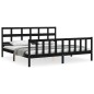 vidaXL Estructura cama de matrimonio con cabecero madera maciza negro vidaXL Estructura cama de matrimonio con cabecero madera maciza negro