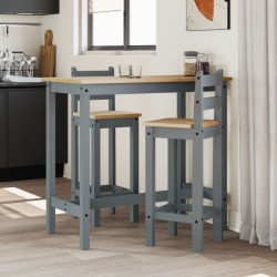 vidaXL Taburetes altos 2 uds madera maciza de pino gris