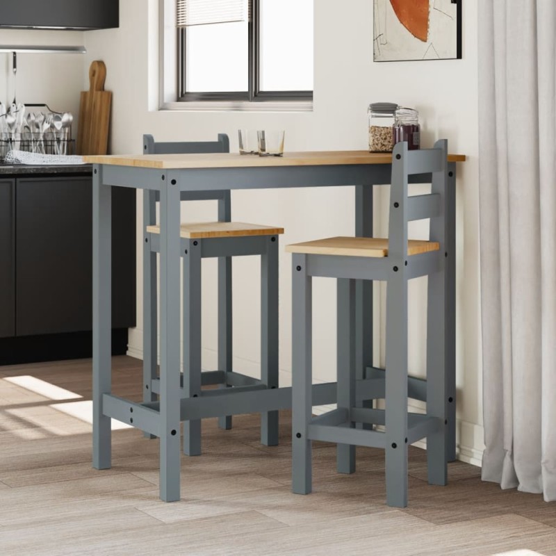 vidaXL Taburetes altos 2 uds madera maciza de pino gris vidaXL Taburetes altos 2 uds madera maciza de pino gris