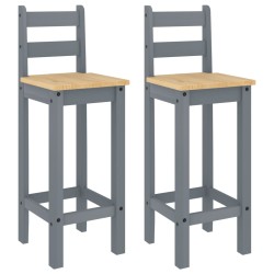 vidaXL Taburetes altos 2 uds madera maciza de pino gris