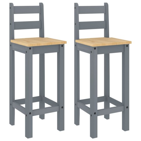 vidaXL Taburetes altos 2 uds madera maciza de pino gris