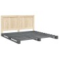 vidaXL Estructura cama con cabecero madera maciza pino gris 180x200 cm