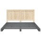 vidaXL Estructura cama con cabecero madera maciza pino gris 180x200 cm