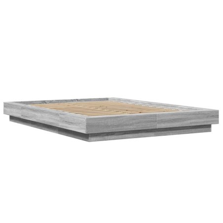 vidaXL Estructura cama con luces LED madera gris Sonoma 140x200 cm