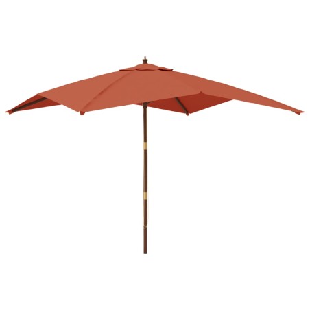 vidaXL Sombrilla de jardín con poste de madera terracota 300x300x273cm