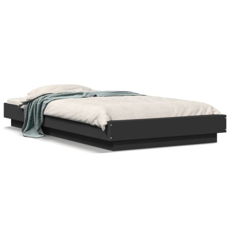 vidaXL Estructura cama con luces LED madera ingeniería negro 90x190 cm