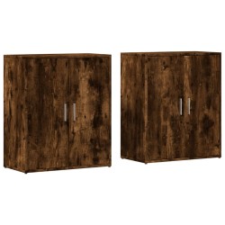 vidaXL Aparador de madera de ingeniería 2 uds roble ahumado 60x31x70cm