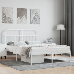 vidaXL Estructura de cama con cabecero metal blanca 140x200 cm