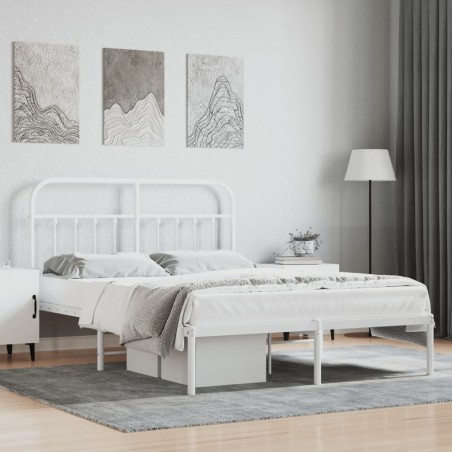 vidaXL Estructura de cama con cabecero metal blanca 140x200 cm