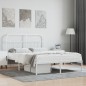vidaXL Estructura de cama con cabecero metal blanca 140x200 cm vidaXL Estructura de cama con cabecero metal blanca 140x200 cm