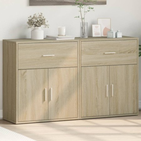 vidaXL Aparador de madera de ingeniería 2 uds roble Sonoma 60x31x70 cm