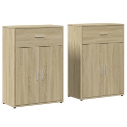 vidaXL Aparadores 2 uds madera de ingeniería roble Sonoma 60x30x84 cm