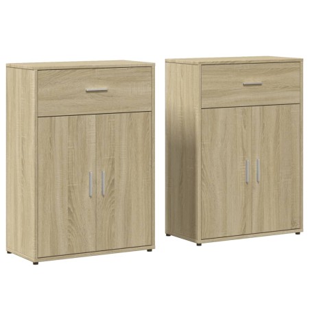 vidaXL Aparadores 2 uds madera de ingeniería roble Sonoma 60x30x84 cm