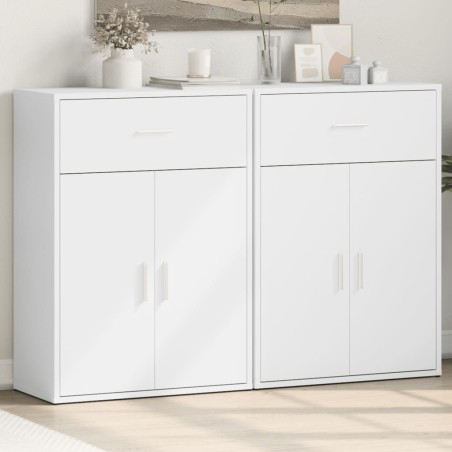 vidaXL Aparadores 2 uds madera de ingeniería blanco 60x30x84 cm