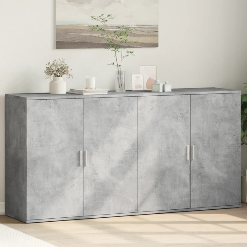vidaXL Aparadores 2 uds madera de ingeniería gris hormigón 79x38x80 cm vidaXL Aparadores 2 uds madera de ingeniería gris hormigón 79x38x80 cm