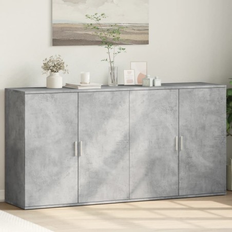 vidaXL Aparadores 2 uds madera de ingeniería gris hormigón 79x38x80 cm