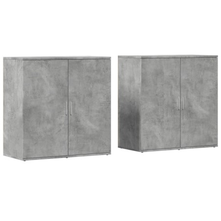 vidaXL Aparadores 2 uds madera de ingeniería gris hormigón 79x38x80 cm