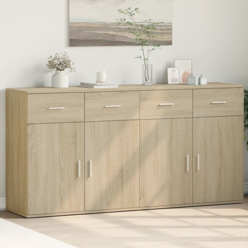 vidaXL Aparadores 2 uds madera de ingeniería roble Sonoma 79x38x80 cm vidaXL Aparadores 2 uds madera de ingeniería roble Sonoma 79x38x80 cm