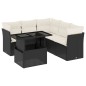 vidaXL Set de sofás de jardín 6 piezas y cojines ratán sintético negro vidaXL Set de sofás de jardín 6 piezas y cojines ratán sintético negro