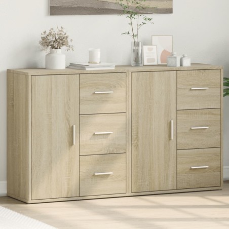 vidaXL Aparador de madera de ingeniería 2 uds roble Sonoma 60x31x70 cm