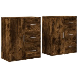 vidaXL Aparador de madera de ingeniería 2 uds roble ahumado 60x31x70cm