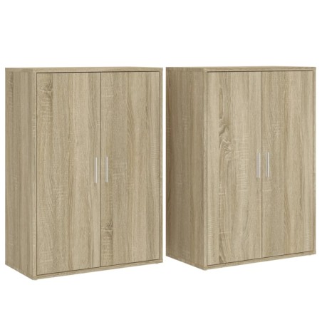 vidaXL Aparadores 2 uds madera de ingeniería roble Sonoma 60x31x84 cm