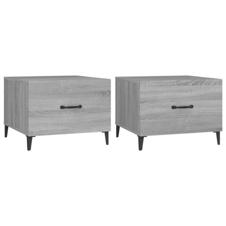 vidaXL Mesas de centro con patas metal 2 uds gris sonoma 50x50x40 cm