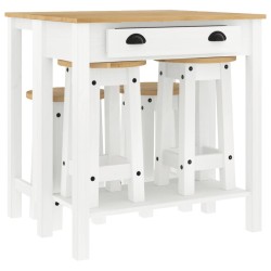 vidaXL Set de bar 5 piezas madera maciza de pino blanco