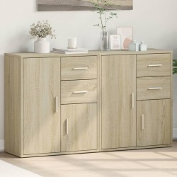 vidaXL Aparador de madera de ingeniería 2 uds roble Sonoma 60x31x70 cm
