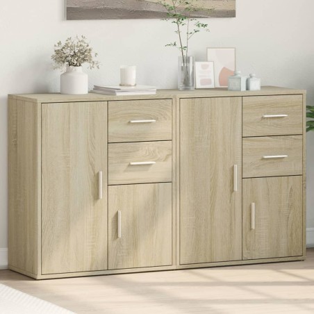 vidaXL Aparador de madera de ingeniería 2 uds roble Sonoma 60x31x70 cm