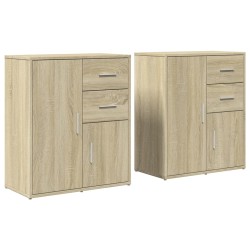 vidaXL Aparador de madera de ingeniería 2 uds roble Sonoma 60x31x70 cm