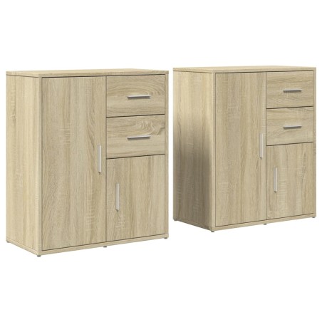 vidaXL Aparador de madera de ingeniería 2 uds roble Sonoma 60x31x70 cm