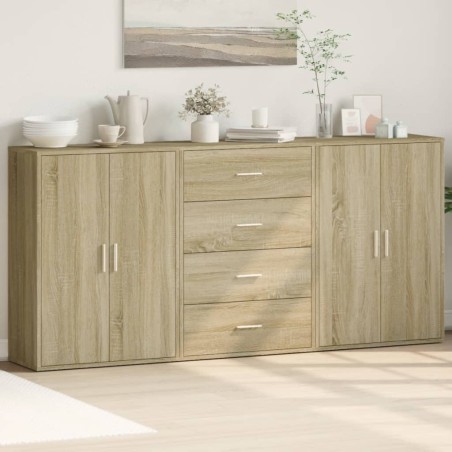 vidaXL Aparadores 3 uds madera de ingeniería roble Sonoma 60x31x84 cm