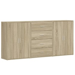 vidaXL Aparadores 3 uds madera de ingeniería roble Sonoma 60x31x84 cm