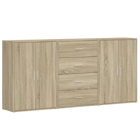vidaXL Aparadores 3 uds madera de ingeniería roble Sonoma 60x31x84 cm