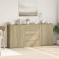 vidaXL Aparadores 3 uds madera de ingeniería roble Sonoma 60x31x84 cm