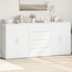 vidaXL Aparadores 3 unidades madera de ingeniería blanco 60x31x84 cm