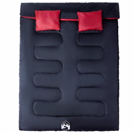 vidaXL Saco de dormir doble y almohadas camping adultos 3-4 estaciones