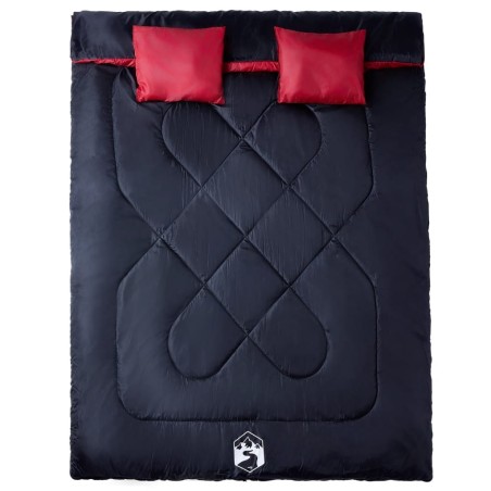 vidaXL Saco de dormir doble y almohadas camping adultos 3-4 estaciones