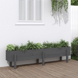 vidaXL Arriate elevado de jardín madera maciza pino gris 160x30x38 cm