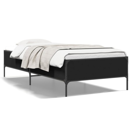 vidaXL Estructura de cama madera de ingeniería y metal negra 90x190 cm